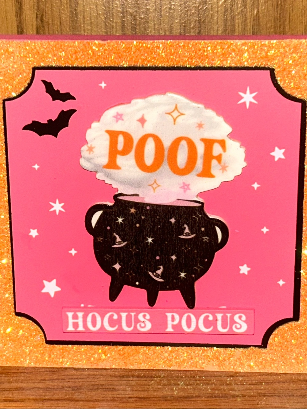 Hocus Pocus 'POOF' Pink Halloween Decorative Sign